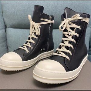 Rich Owens Ramones Black Leather High Tops Sneakers 44